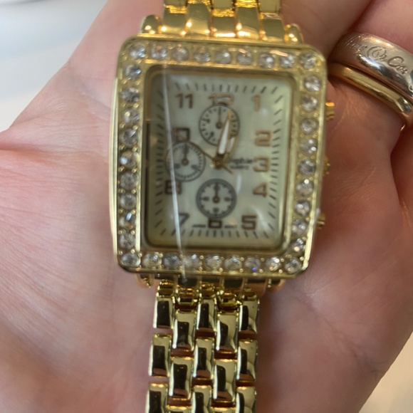 Gold and Mother of Pearl watch with crystals from Nordstroms. New. - Picture 2 of 8